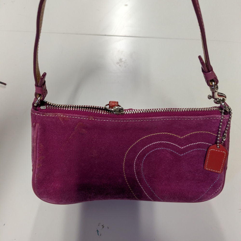 Coach Pink Suede Shoulder Bag